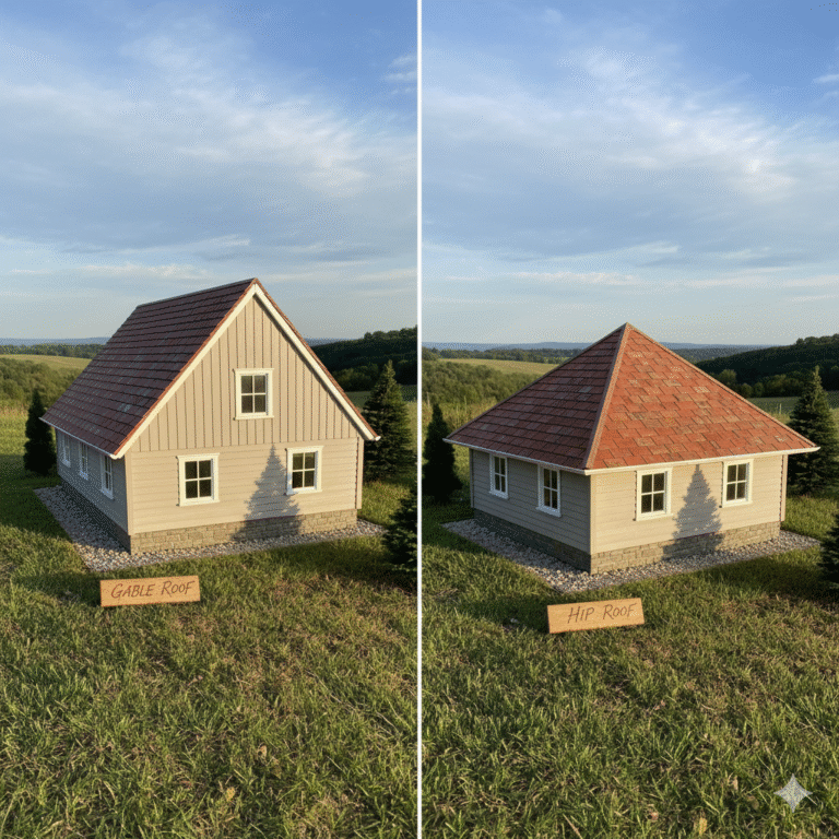 gable roof or a hip roof