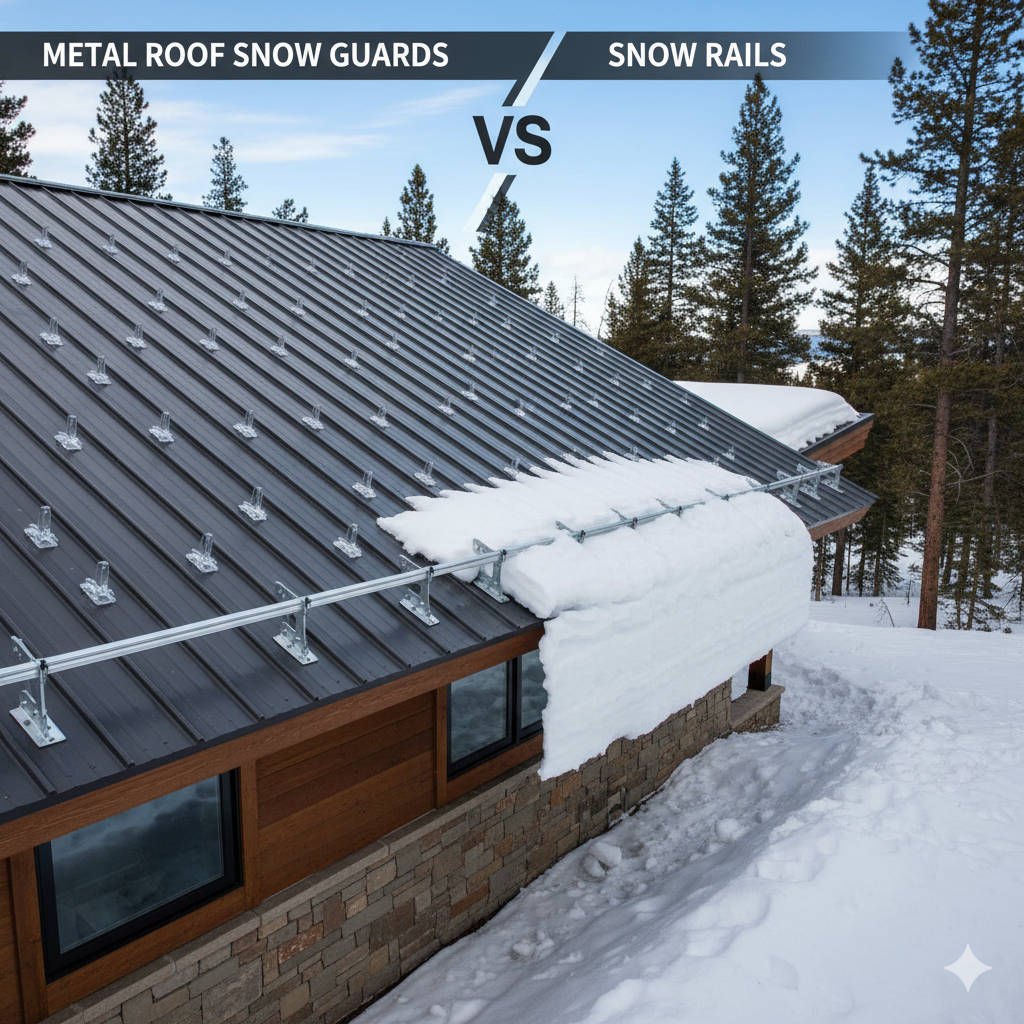 metal roof snow guards vs snow rails