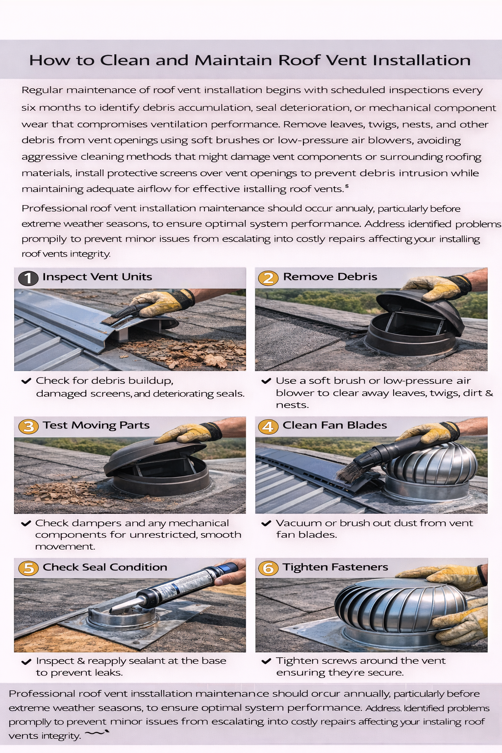 How to Clean and Maintain Roof Vent Installation
