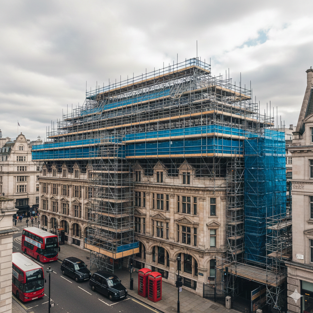 Temporary roof scaffolding in london1