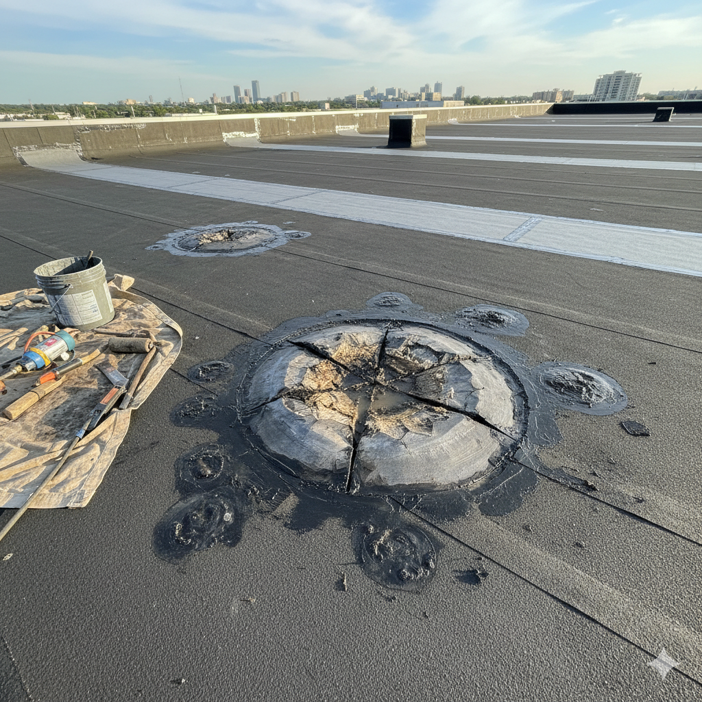 flat roofing bubble repair