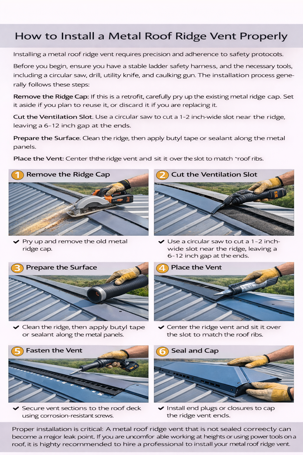 How to Install a Metal Roof Ridge Vent