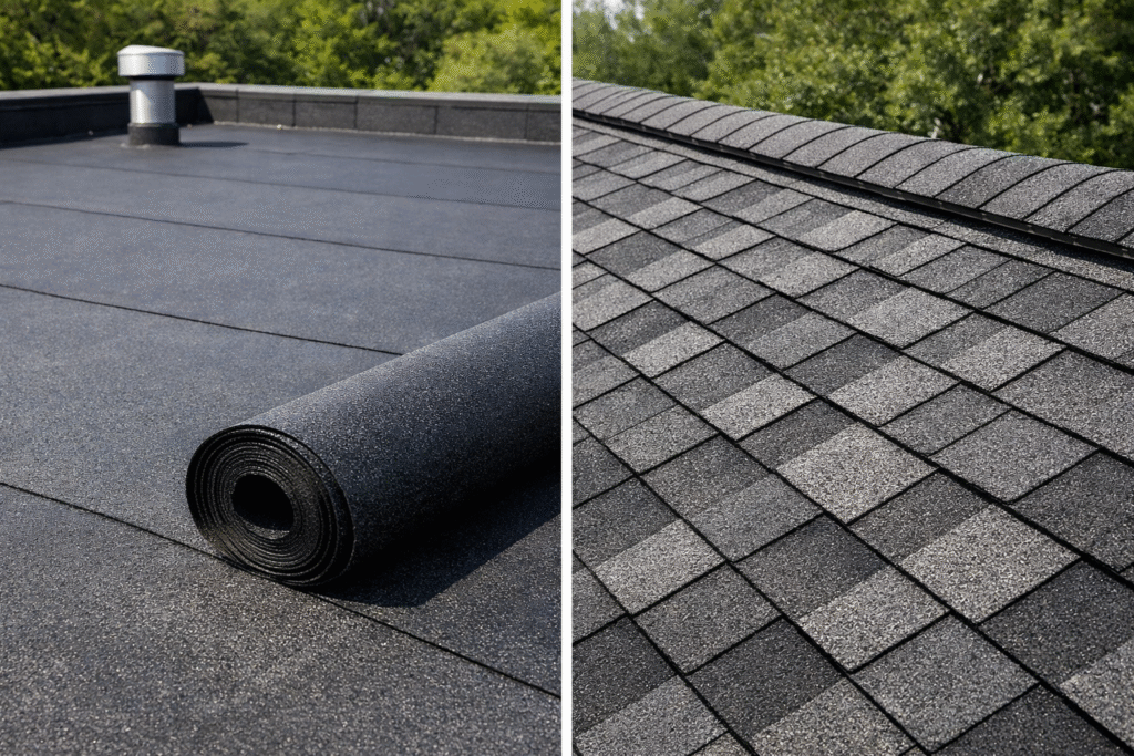 rolled roofing vs shingles
