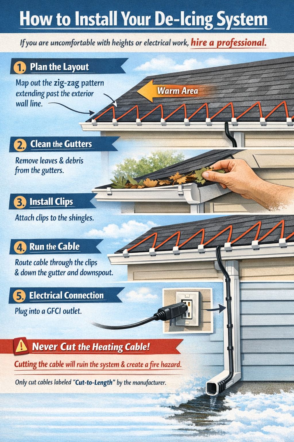 How to Install roof snow melt systems