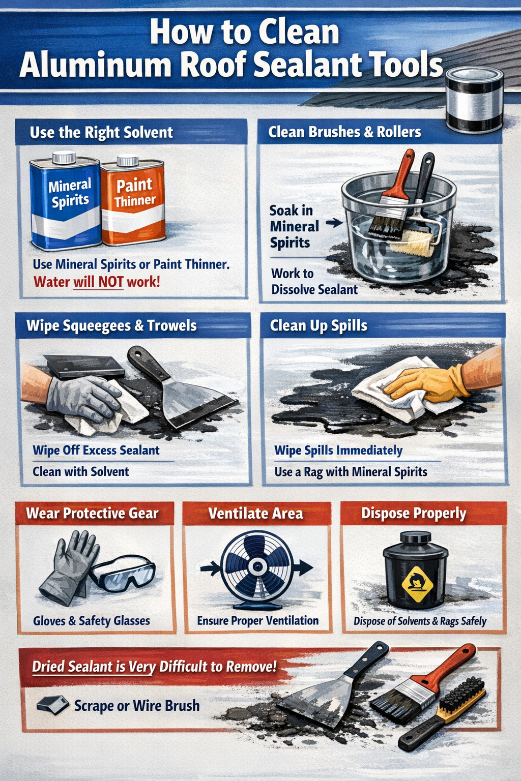 How to Clean Aluminum Roof Sealant Tools