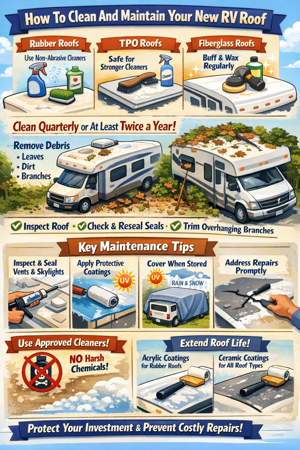 How To Clean And Maintain Your New RV Roof