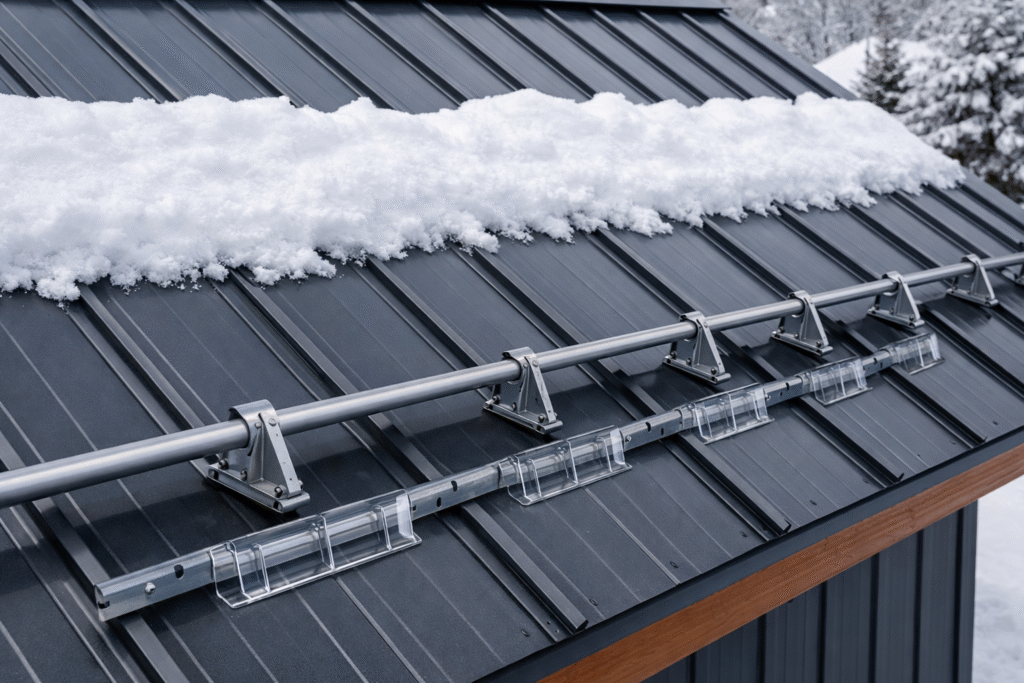 snow guards for standing seam steel roof