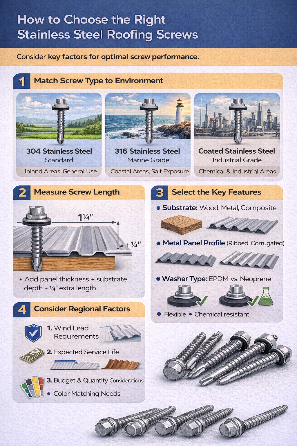 How to Choose the Right Stainless Steel Roofing Screws