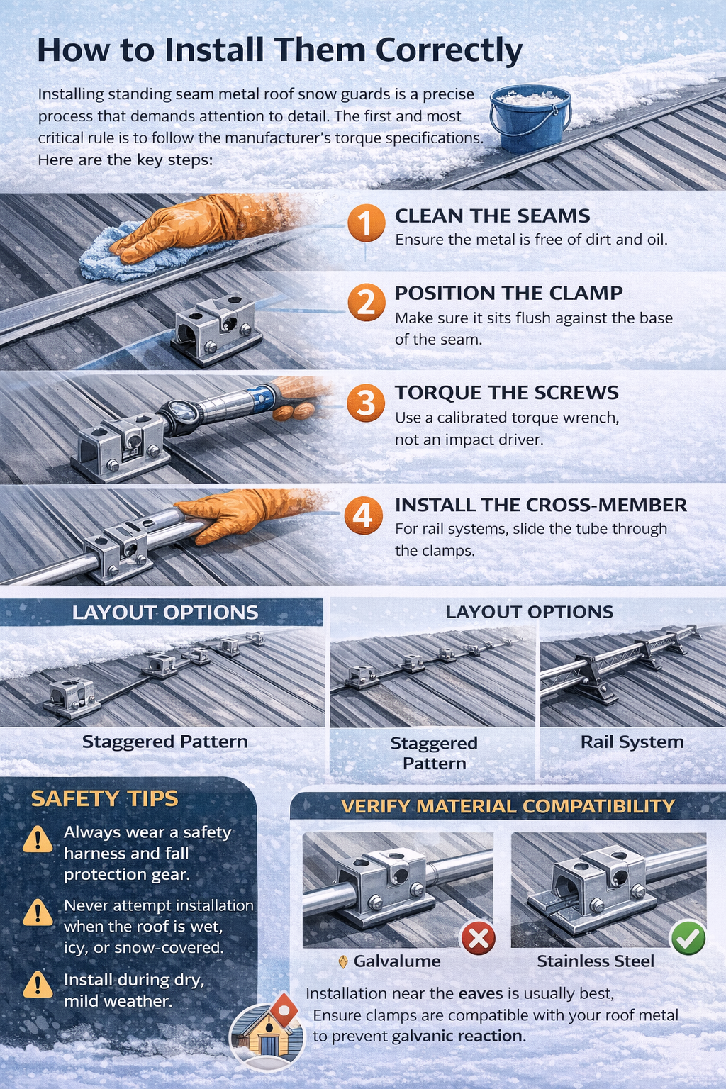 How to Install standing seam metal roof snow guards (3)