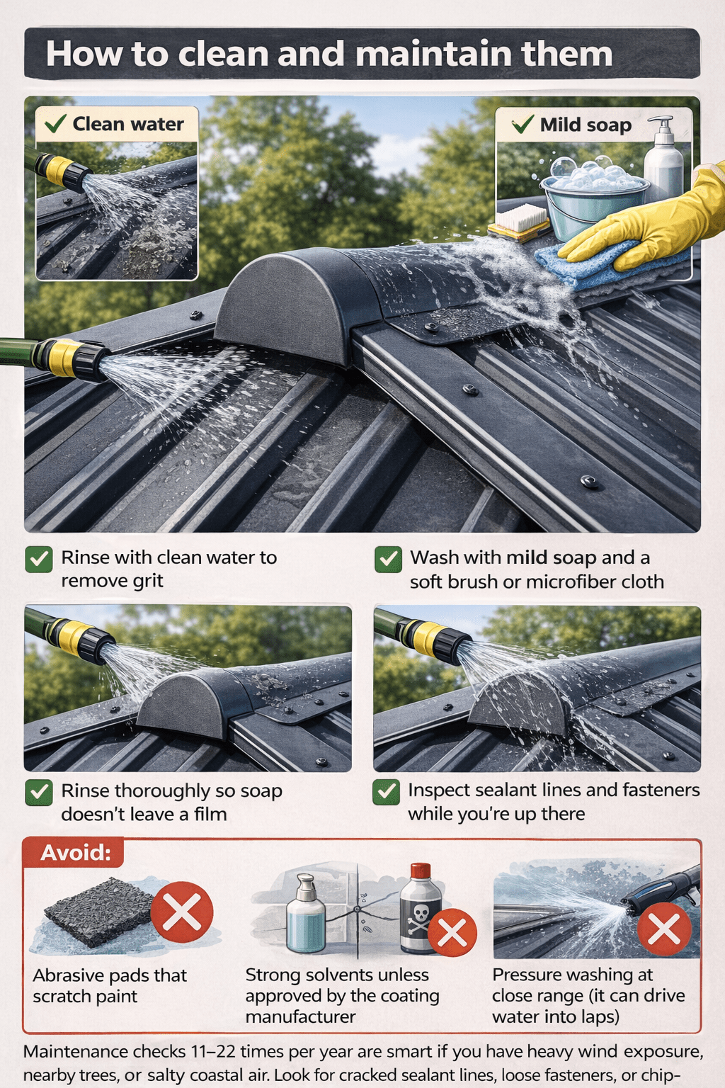 How to clean and maintain steel roof end caps